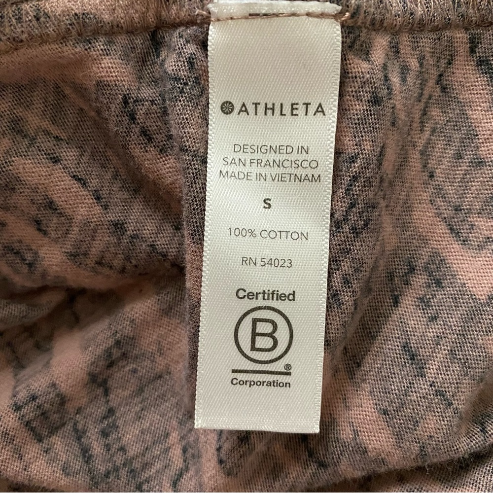 ATHLETA TOP TEE SHORT CAP SLEEVE BLACK TAN BROWN SIZE S - Picture 9 of 9